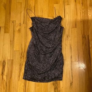 Top shop cowl neck sparkly metallic dress S